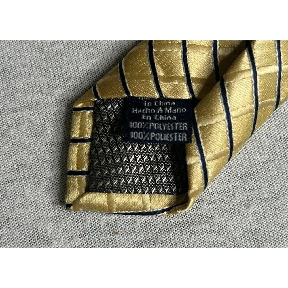 Stafford Essentials Men's Neck Tie Pale Yellow Blue Diagonal Stripes